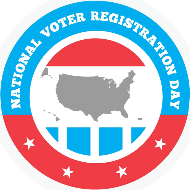 Round National Voter Registration Day sticker